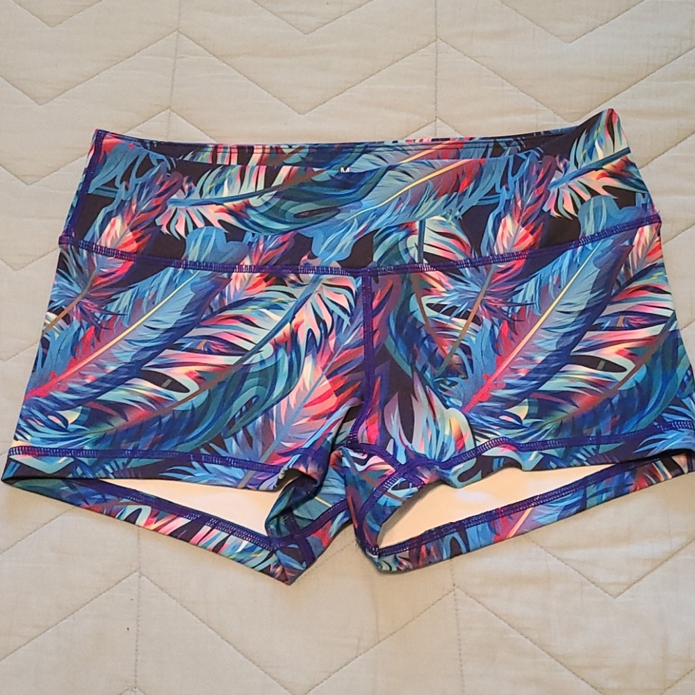 Women’s Athletic Shorts — Tropical Blue Print